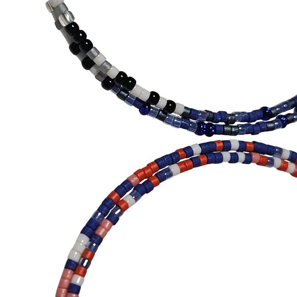 Retro Beaded Hoop Coil Bracelets Mixed Colors Set Of 3 Boho Fashion Jewelry - Picture 3 of 6